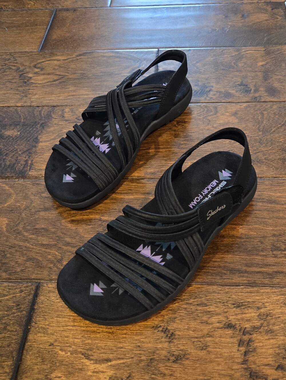 EUC Skechers Sandals In Black Size 5 Reggae Slim - Sunnyside 2.0
